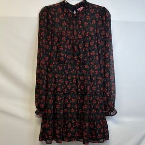 mi ami Francesca's Julia Mock Neck Floral Tiered Mini Dress M